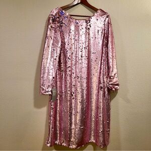 H&M Pink Long Sleeve Sequin Midi Dress